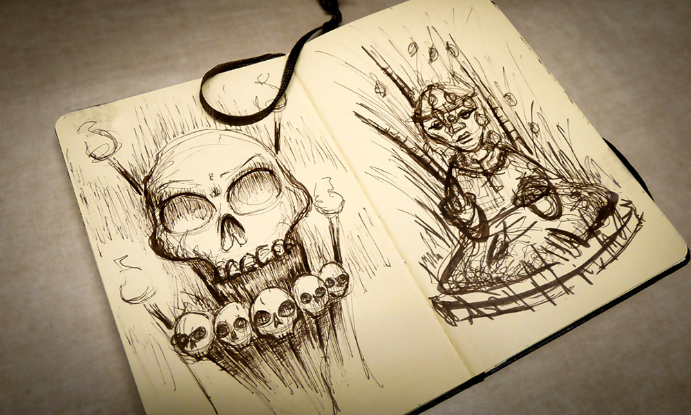 Skulls and Statue